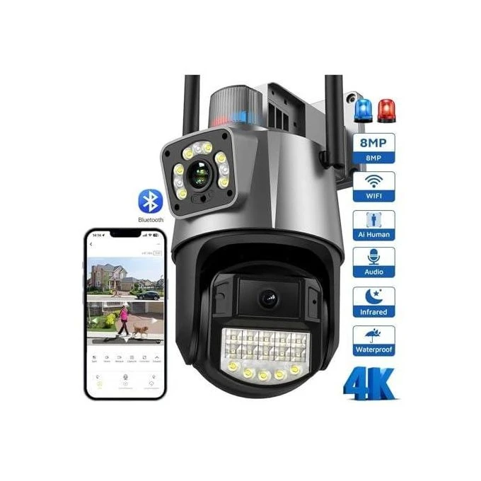 4mp +4mp  Wi-Fi surveillance camera, 360° 2-lens h...